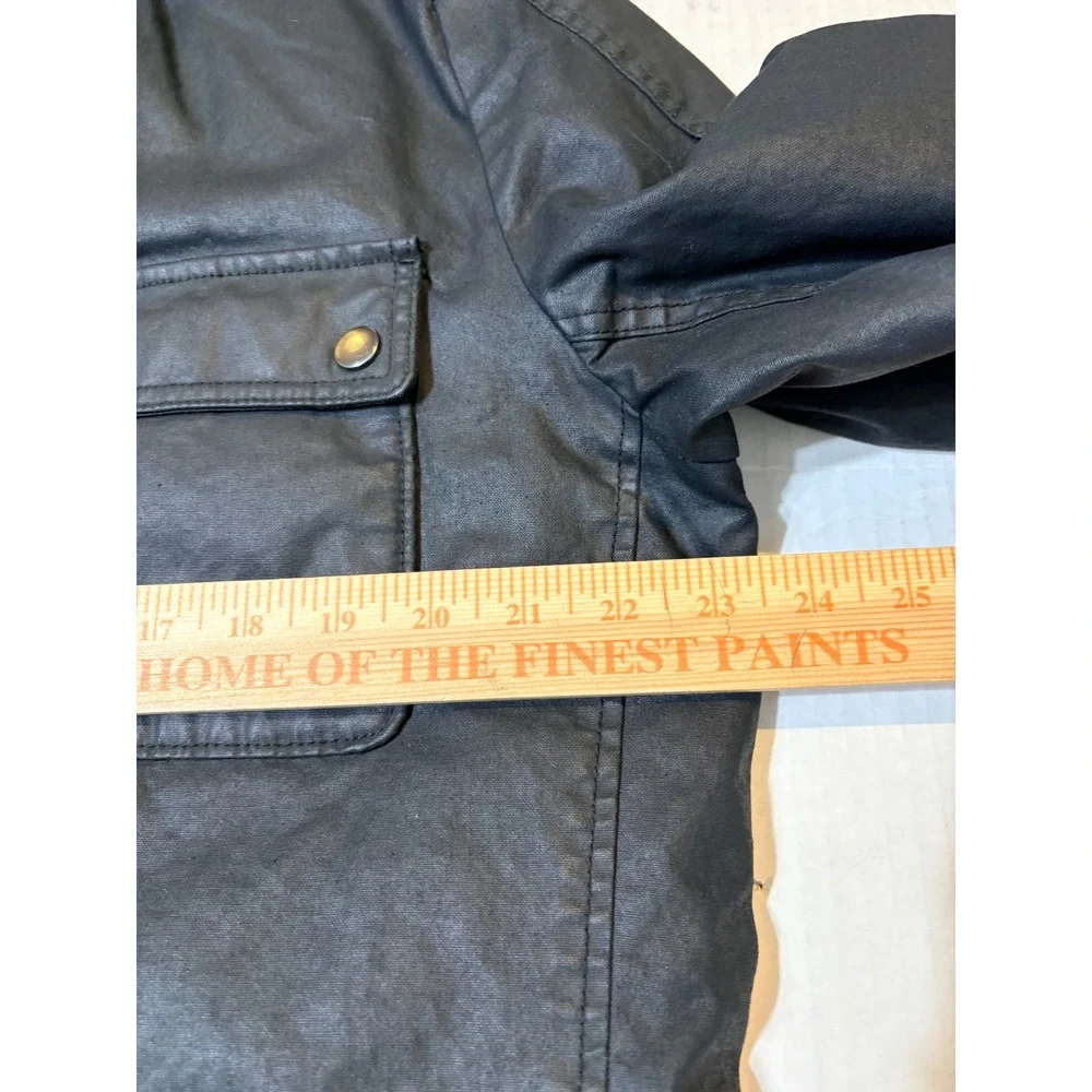 J.Crew Hayes Black Waxed Coated Cotton Thinsulate Field Jacket Mens L E3828